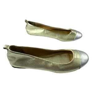 J.Crew Fabriccupper 36019 Flat Shoes Gold Silver  Metallic‎ Women’s size 6.5